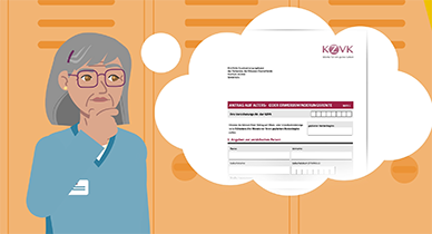 Startbildschirm und Link zum Erklärvideo KZVK-Rentenantrag richtig ausfüllen